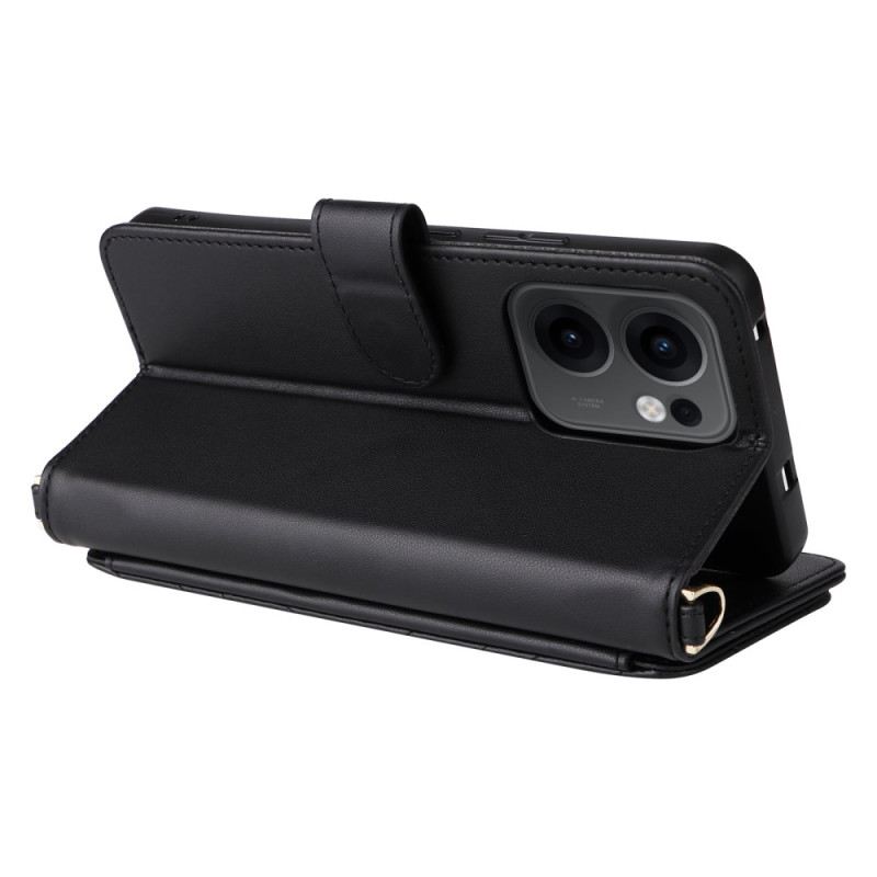 Kinyitható Bőrtok Oppo Reno 13f 4g / 5g / 13 Fs 5g Prémium Retró Vállpánt És Nyakpánt