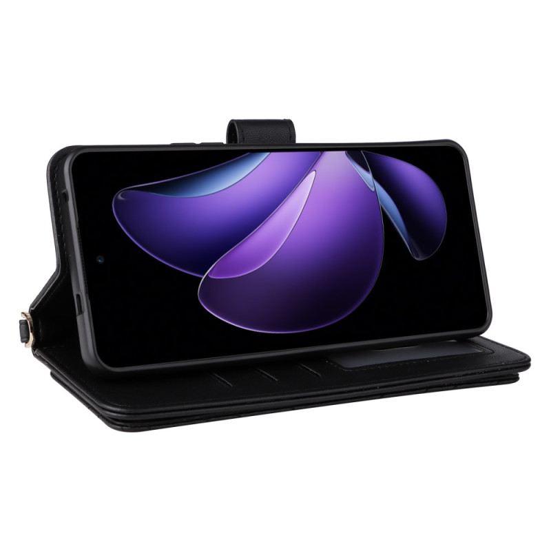 Kinyitható Bőrtok Oppo Reno 13f 4g / 5g / 13 Fs 5g Prémium Retró Vállpánt És Nyakpánt