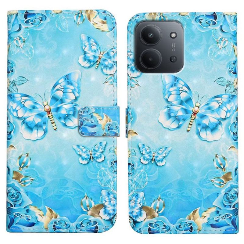 Bőrtok Poco C85 Gyémánt Pillangók