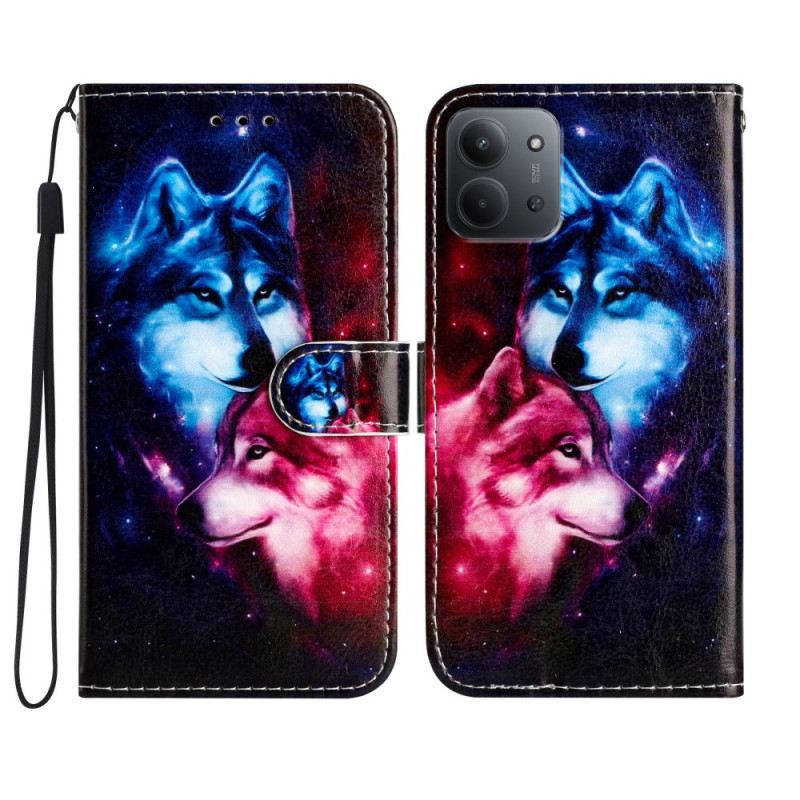 Bőrtok Poco C85 Két Farkas