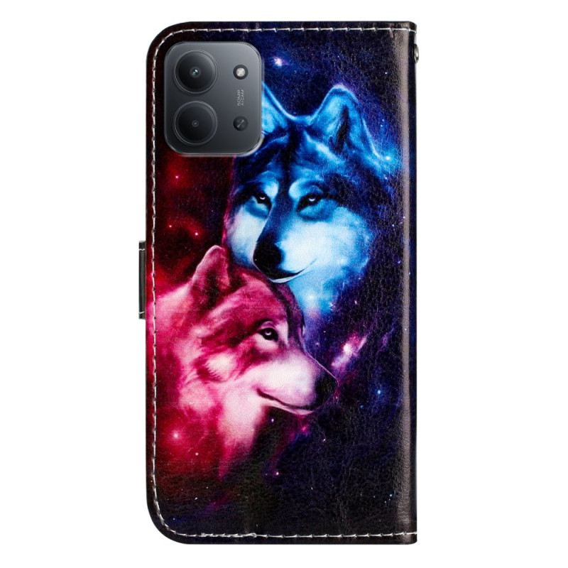 Bőrtok Poco C85 Két Farkas