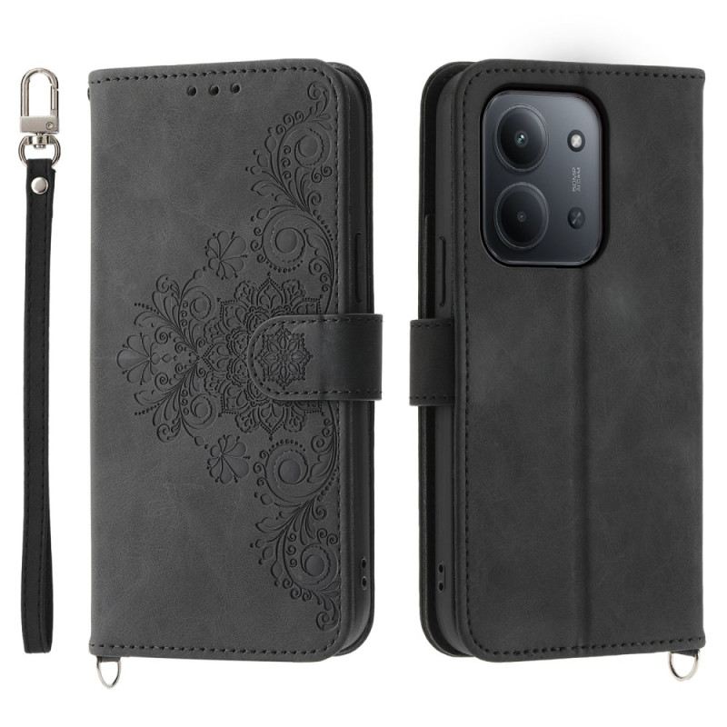 Bőrtok Poco C85 Velúr Csipkehatású