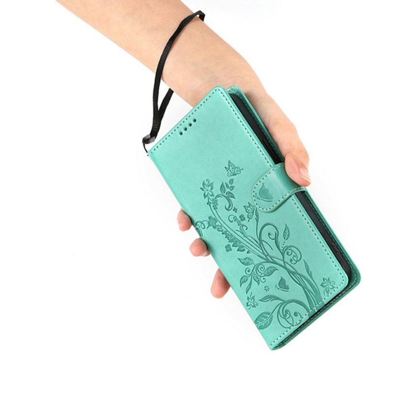 Kinyitható Bőrtok Poco C85 Virágos