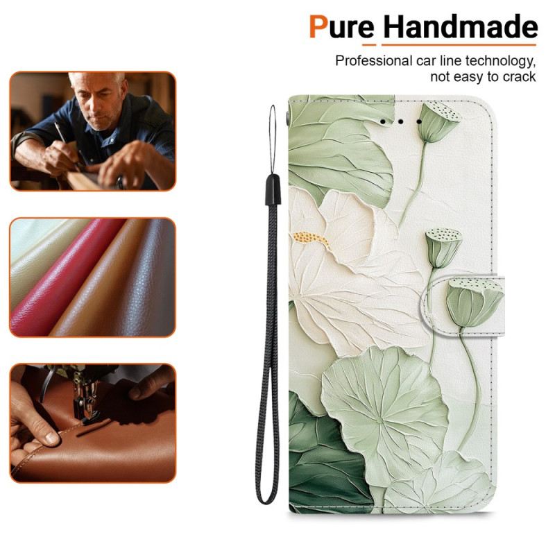 Kinyitható Bőrtok Poco C85 Zöld Virágok