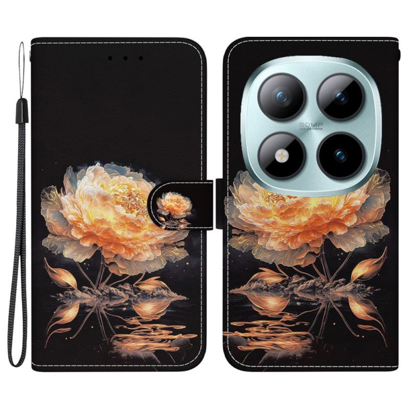 Bőrtok Xiaomi Redmi Note 15 Pro 5g Arany Pünkösdi Rózsa