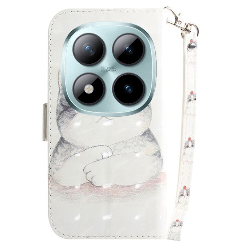 Bőrtok Xiaomi Redmi Note 15 Pro 5g Aranyos Macska Pántokkal