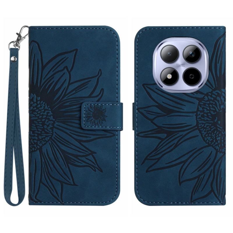 Bőrtok Xiaomi Redmi Note 15 Pro 5g Napraforgómintás Pánttal