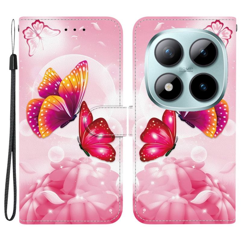 Bőrtok Xiaomi Redmi Note 15 Pro 5g Rózsaszín Pillangók