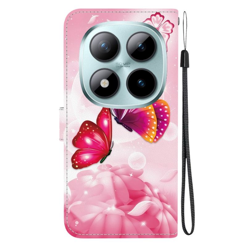 Bőrtok Xiaomi Redmi Note 15 Pro 5g Rózsaszín Pillangók