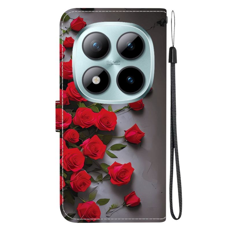 Bőrtok Xiaomi Redmi Note 15 Pro 5g Vörös Rózsák