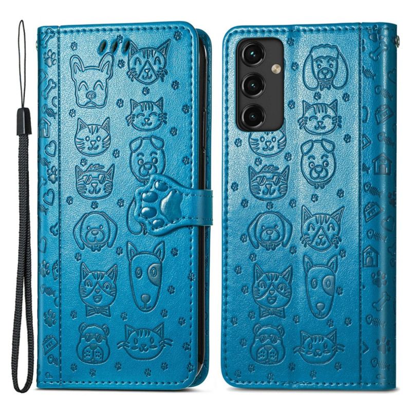 Fliptok / Bőrtok Samsung Galaxy A14 / A14 5G Samsung Galaxy A14 5g / A14 Black Edge Edzett Üveg Képernyővédő Fólia