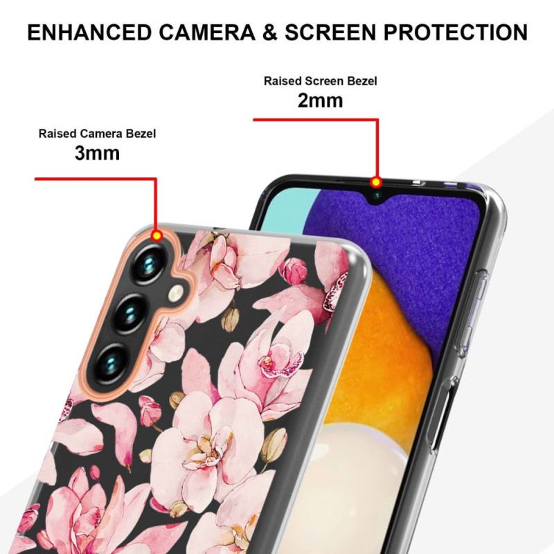Tok Samsung Galaxy A14 / A14 5G Szövet És Bőr Hatású Pánt