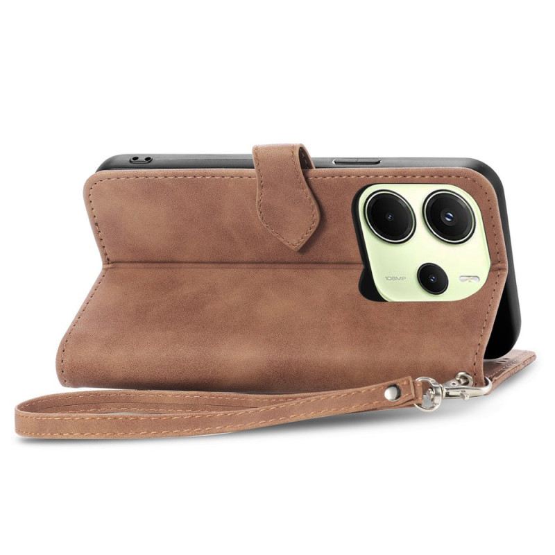 Bőrtok Xiaomi Redmi Note 14 4g Csipkés Pénztárca Cipzárral