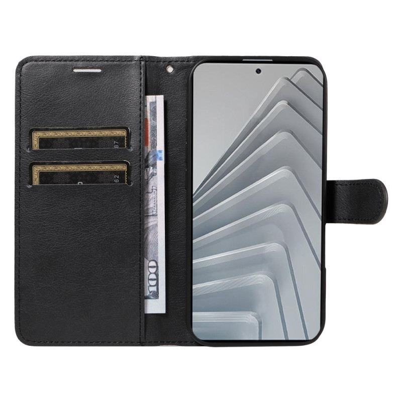 Bőrtok Xiaomi Redmi Note 14 4g Egyszínű Műbőr Pánttal