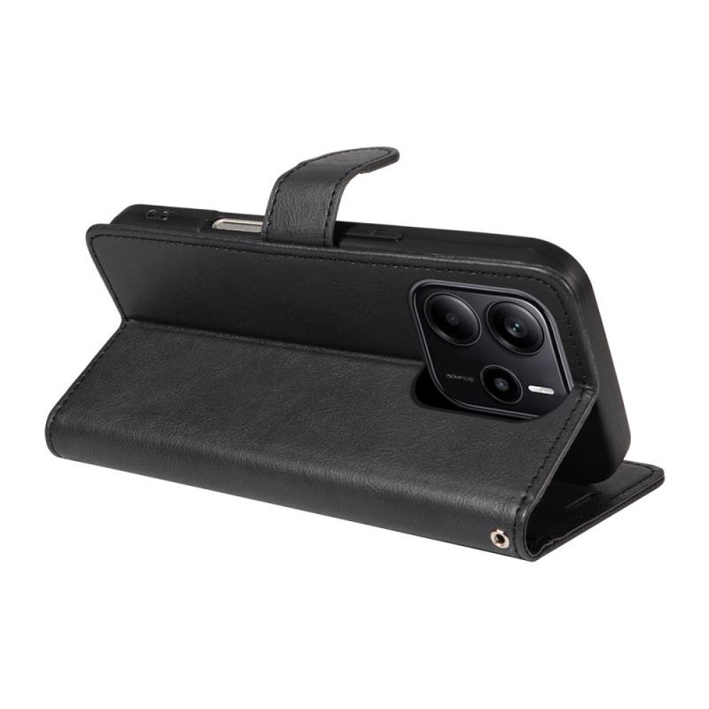 Bőrtok Xiaomi Redmi Note 14 4g Egyszínű Műbőr Pánttal