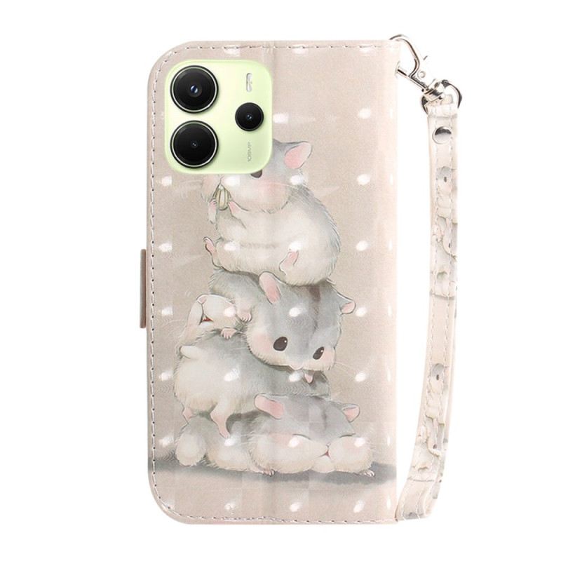 Bőrtok Xiaomi Redmi Note 14 4g Hörcsögök Pánttal