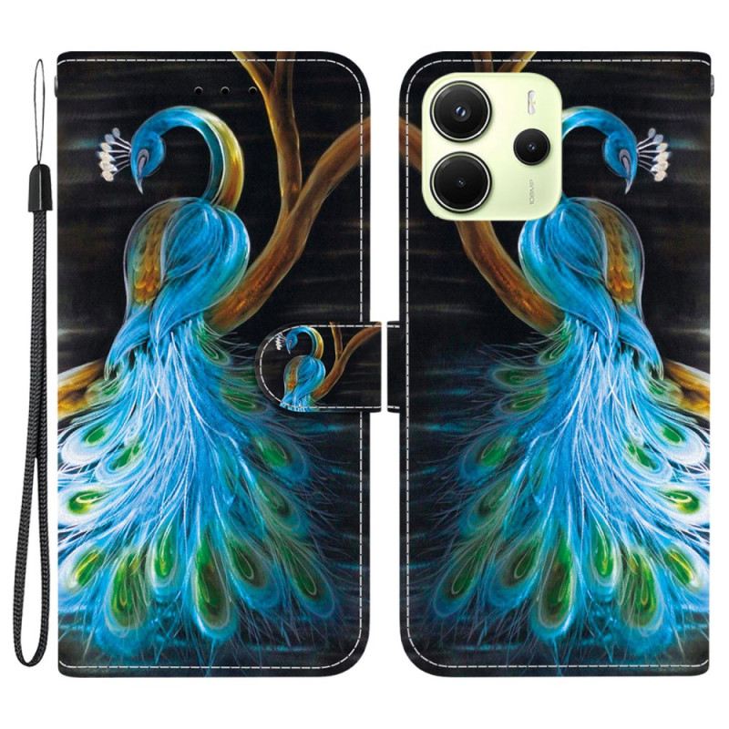 Bőrtok Xiaomi Redmi Note 14 4g Páva Minta