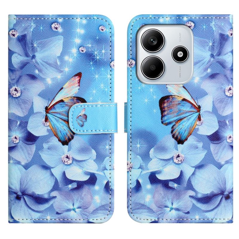 Bőrtok Xiaomi Redmi Note 14 4g Pillangók És Gyémántok