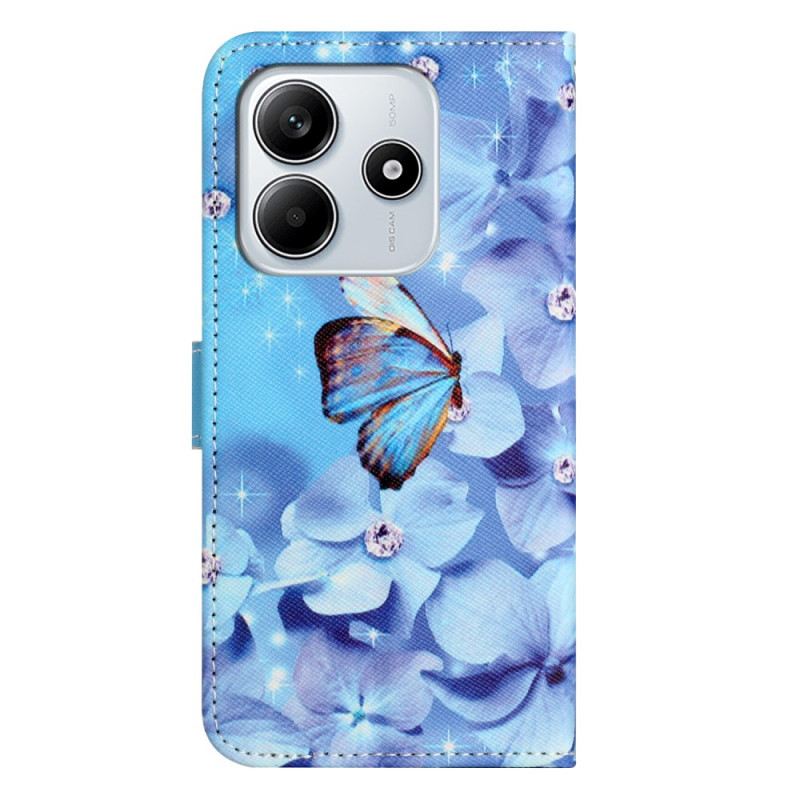 Bőrtok Xiaomi Redmi Note 14 4g Pillangók És Gyémántok