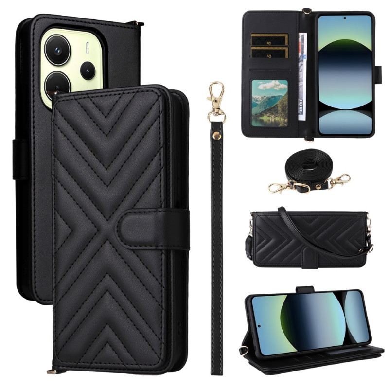 Bőrtok Xiaomi Redmi Note 14 4g Prémium Pénztárca Pánttal És Vállpánttal