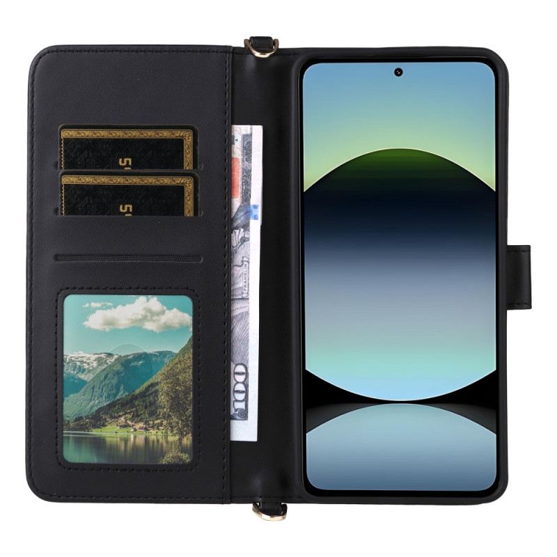 Bőrtok Xiaomi Redmi Note 14 4g Prémium Pénztárca Pánttal És Vállpánttal