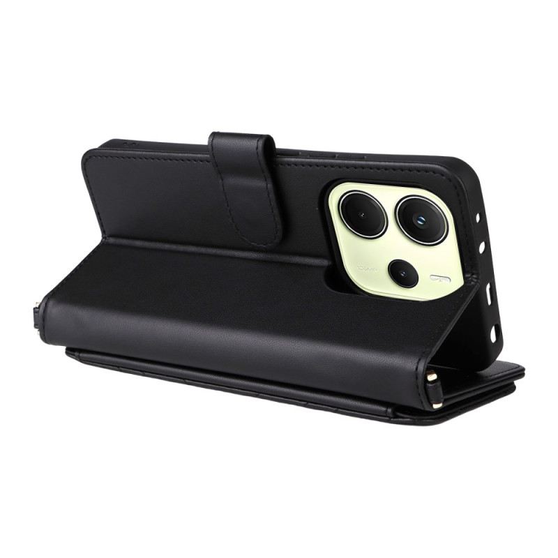 Bőrtok Xiaomi Redmi Note 14 4g Prémium Pénztárca Pánttal És Vállpánttal