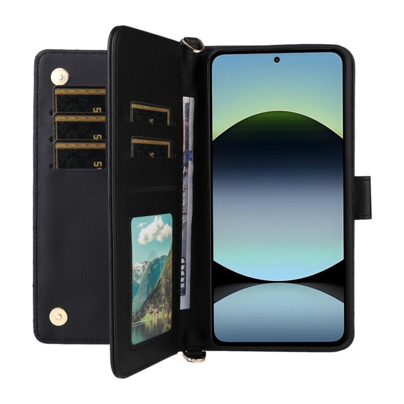 Bőrtok Xiaomi Redmi Note 14 4g Prémium Pénztárca Pánttal És Vállpánttal