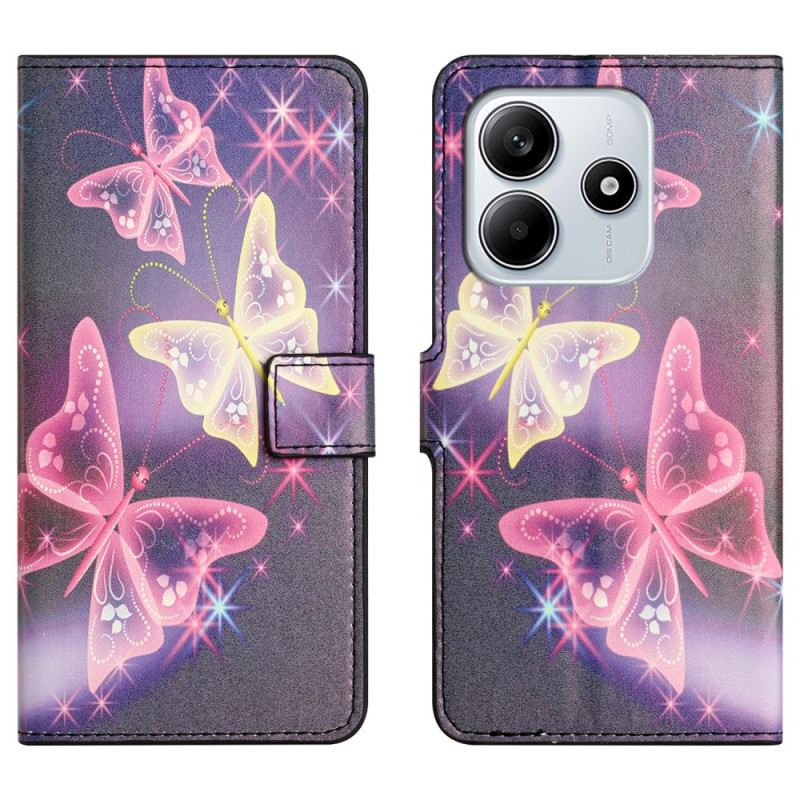 Bőrtok Xiaomi Redmi Note 14 4g Ragyogó Pillangók