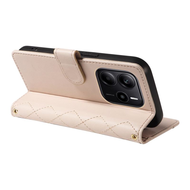 Bőrtok Xiaomi Redmi Note 14 4g Steppelt Pántos És Vállpántos