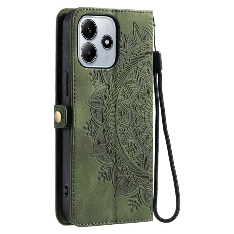 Bőrtok Xiaomi Redmi Note 14 4g Velúr Hatású Mandala Nap
