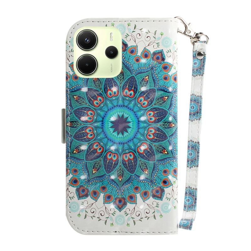 Bőrtok Xiaomi Redmi Note 14 4g Zöld Mandala Pánttal