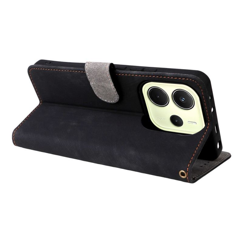 Fliptok Xiaomi Redmi Note 14 4g Rfid-védelemmel Ellátott Velúr Hatású Pánttal