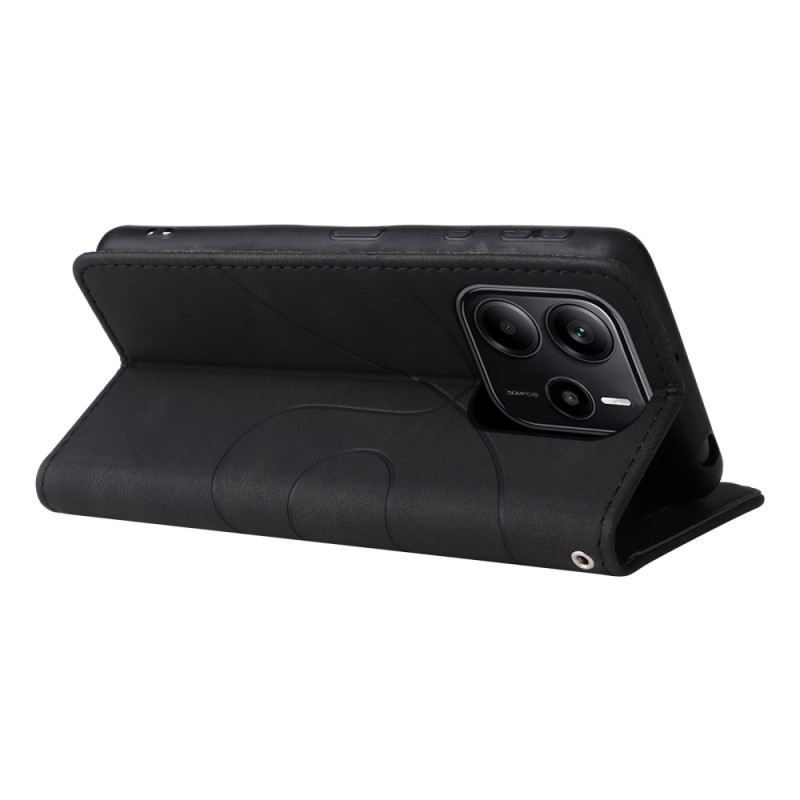 Kinyitható Bőrtok Xiaomi Redmi Note 14 4g Kétszínű Hullámos Vonalak