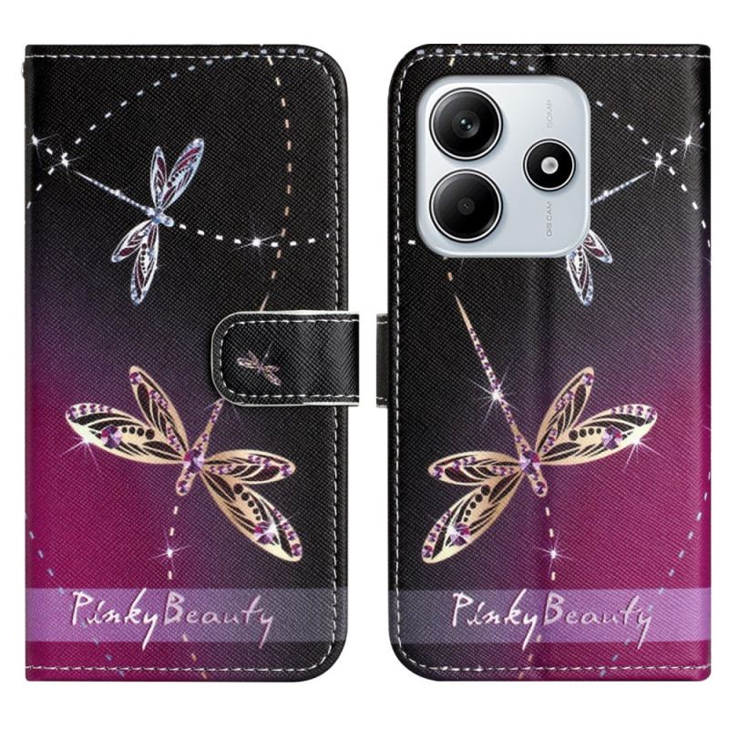 Kinyitható Bőrtok Xiaomi Redmi Note 14 4g Szitakötők