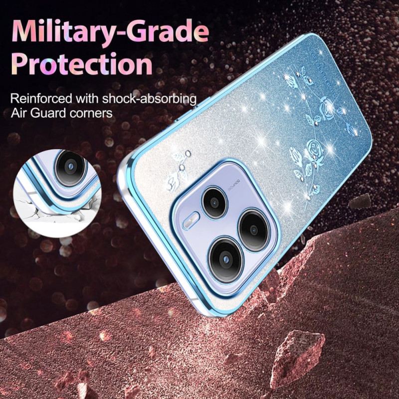 Telefontok Xiaomi Redmi Note 14 4g Színátmenetes Virágok Csillogás