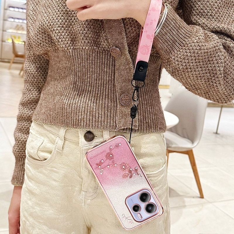 Tok Xiaomi Redmi Note 14 4g Strasszok És Virágok Nyakpánttal