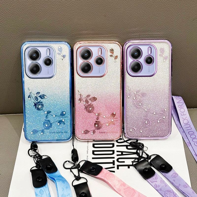 Tok Xiaomi Redmi Note 14 4g Strasszok És Virágok Nyakpánttal