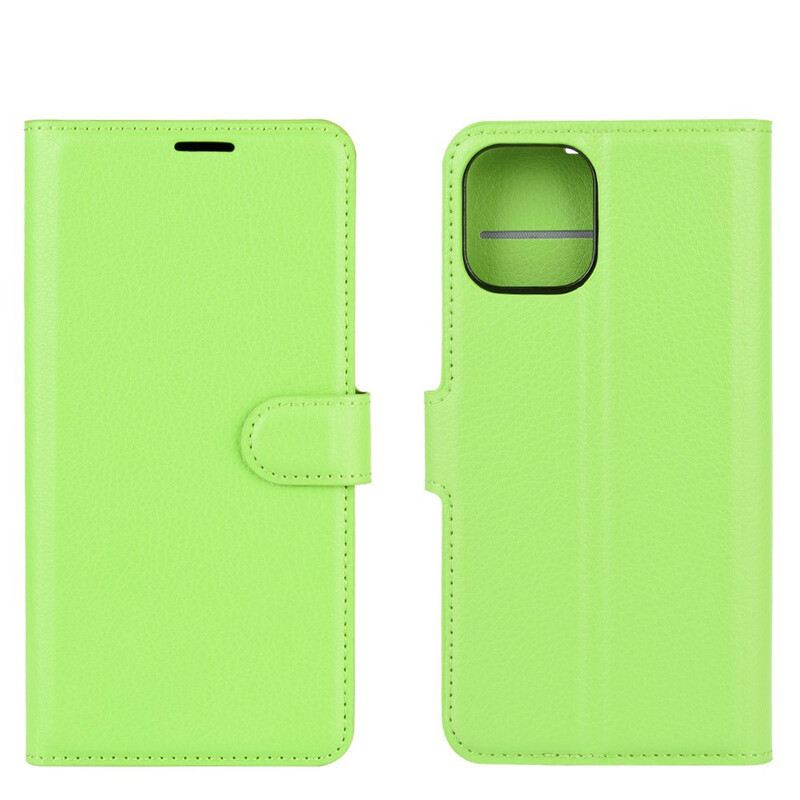 Fliptok / Bőrtok iPhone 12 Mini Klasszikus Licsi Bőrhatás