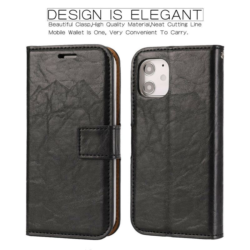 Tok iPhone 12 Mini Levehető Distressed Leather Stílus