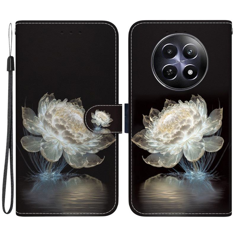 Fliptok Realme 12 / 12x 5g Kristály Bazsarózsa Szíjjal