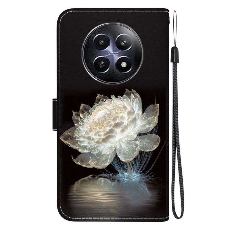 Fliptok Realme 12 / 12x 5g Kristály Bazsarózsa Szíjjal