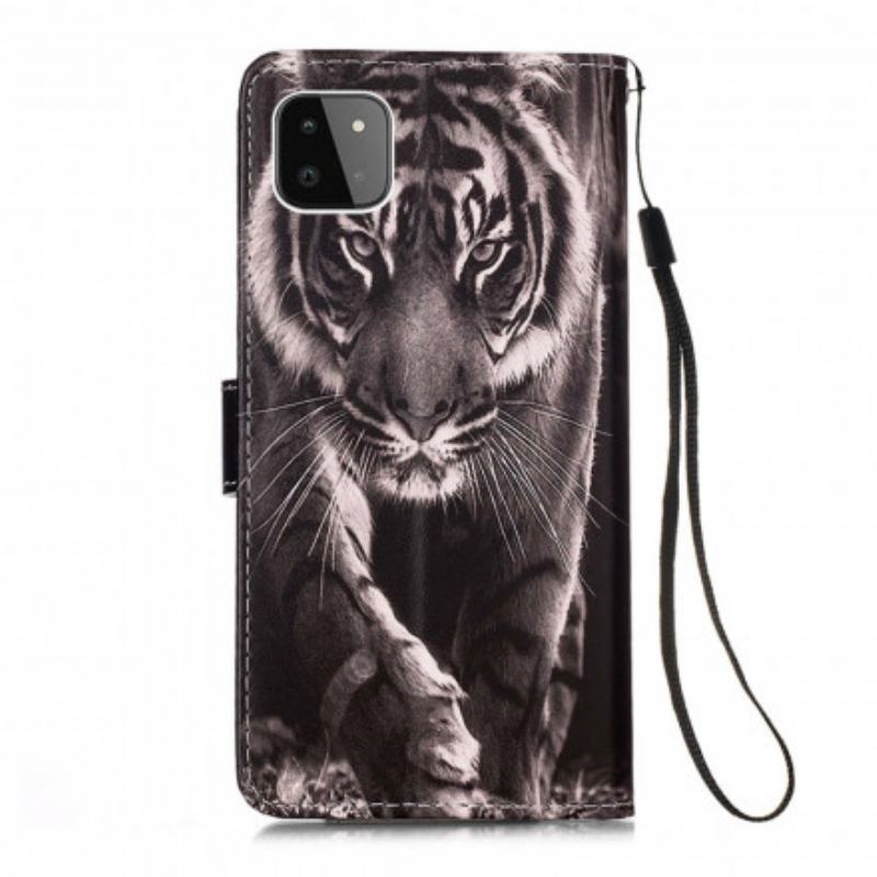 Fliptok / Bőrtok Samsung Galaxy A22 5G Éjszakai Tigris