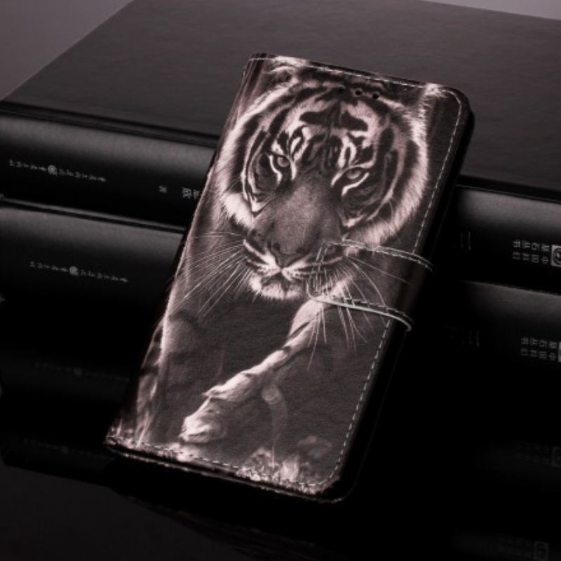 Fliptok / Bőrtok Samsung Galaxy A22 5G Éjszakai Tigris
