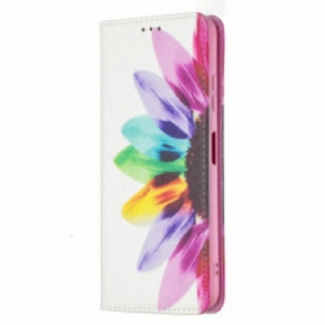 Fliptok Samsung Galaxy A22 5G Bőrtok Akvarell Virág