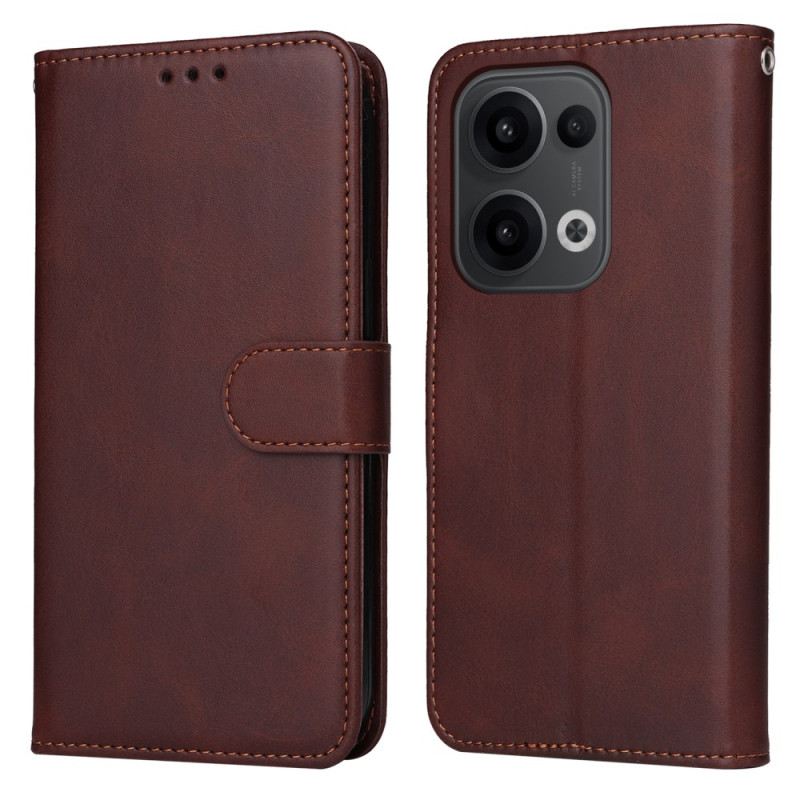 Bőrtok Oppo Reno 13 5g Egyszínű Bőrhatású Pánt