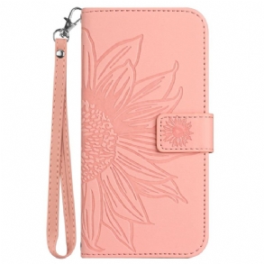 Bőrtok Oppo Reno 13 5g Napraforgómintás Pánttal