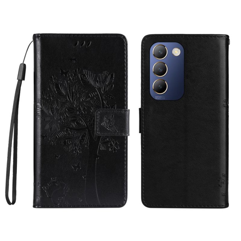 Bőrtok Vivo V40 Se 5g Fa És Macska