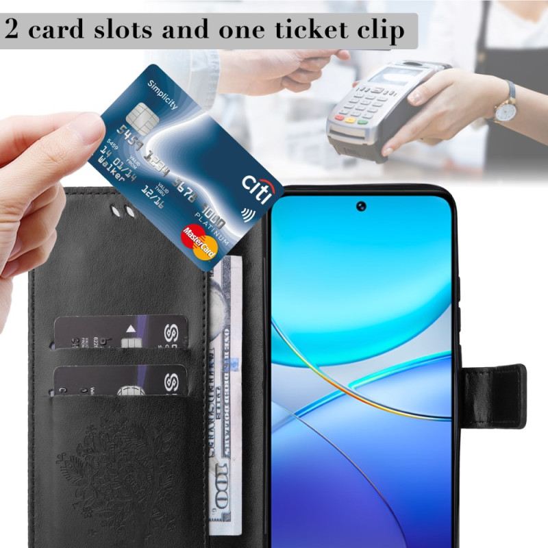 Bőrtok Vivo V40 Se 5g Fa És Macska