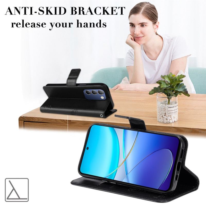 Bőrtok Vivo V40 Se 5g Fa És Macska