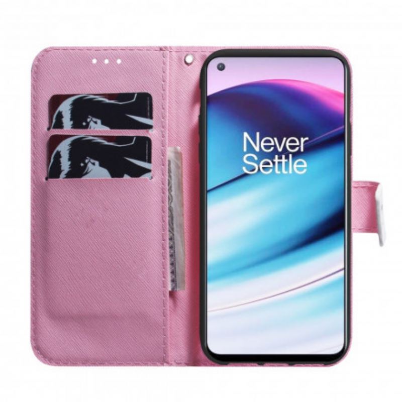 Fliptok / Bőrtok OnePlus Nord CE 5G Virág Poros Rózsaszín